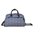 World Traveler World Traveler 8112022-185N-W 21 in. Carry on Rolling Duffle Bag - Greek Key H Navy White 8112022-185N-W